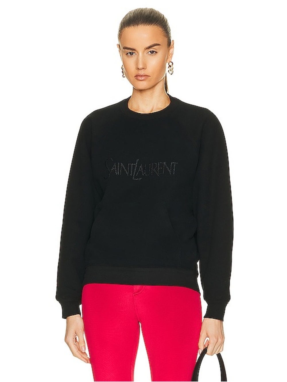 Saint Laurent Old School Logo Sweatshirt in Noir